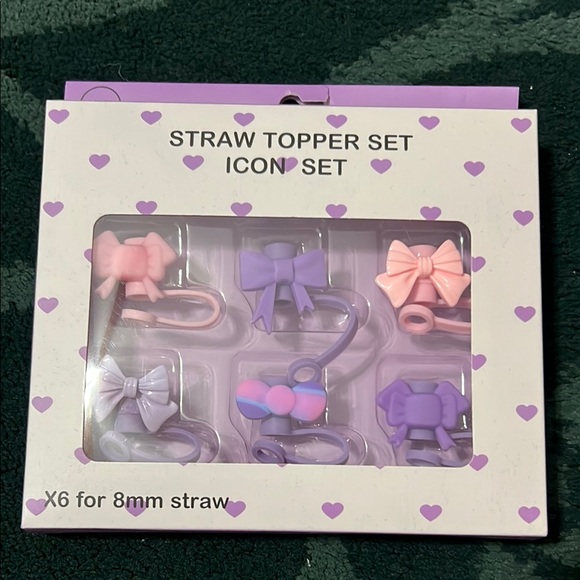 Other - Colorful Bow Straw Toppers Set of 6 NWT